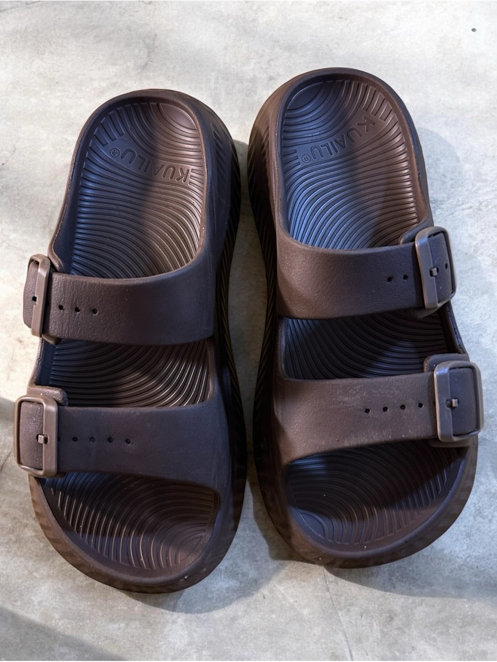 Women’s Size 10 Brown Dual-Buckle Slide Sandals Plantar Fasciitis